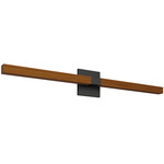 Tie Stix Wood Indirect Vanity Light with Power - Satin Black / Wood Cherry