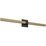 Tie Stix Wood Indirect Vanity Light with Power - Satin Black / Wood White Oak