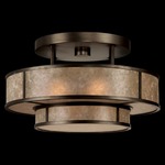 Singapore Moderne Semi Flush Ceiling Light - Patinated Bronze