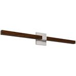 Tie Stix Wood Warm Dim Indirect Vanity Light with Power - Satin Nickel / Wood Walnut