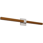 Tie Stix Wood Warm Dim Indirect Vanity Light with Power - Satin Nickel / Wood Cherry