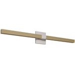 Tie Stix Wood Warm Dim Indirect Vanity Light with Power - Satin Nickel / Wood White Oak