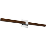 Tie Stix Wood Warm Dim Indirect Vanity Light with Power - Chrome / Wood Walnut