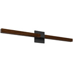 Tie Stix Wood Warm Dim Indirect Vanity Light with Power - Satin Black / Wood Walnut