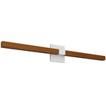 Tie Stix Wood Warm Dim Indirect Vanity Light with Power - White / Wood Cherry