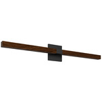 Tie Stix Wood Indirect Remote Power Vanity Light - Satin Black / Wood Walnut