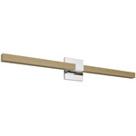 Tie Stix Wood Warm Dim Indirect Remote Power Vanity Light - Chrome / Wood White Oak