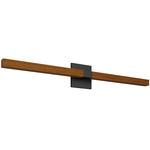 Tie Stix Wood Warm Dim Indirect Remote Power Vanity Light - Satin Black / Wood Cherry