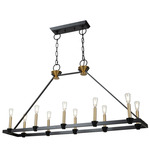 Notting Hill Linear Chandelier - Black / Brass