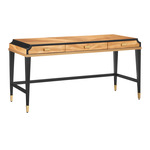 Kallista 3 Drawer Desk - Polished Brass / Black / Taupe