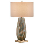 Water Borne Table Lamp - Antique Brass/ Forest Reactive / Natural