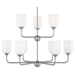 Emile Tiered Chandelier - Brushed Steel / Etched White
