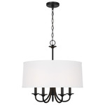 Seville Shade Chandelier - Midnight Black / White Linen