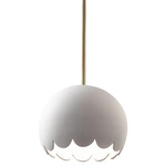 Radiance Scallop Stem Pendant - Antique Brass / Bisque