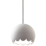 Radiance Scallop Stem Pendant - Polished Chrome / Bisque