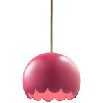 Radiance Scallop Stem Pendant - Antique Brass / Cerise