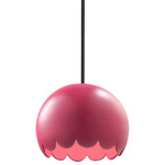 Radiance Scallop Stem Pendant - Matte Black / Cerise