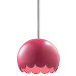 Radiance Scallop Stem Pendant - Polished Chrome / Cerise