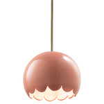 Radiance Scallop Stem Pendant - Antique Brass / Gloss Blush