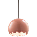 Radiance Scallop Stem Pendant - Brushed Nickel / Gloss Blush