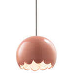 Radiance Scallop Stem Pendant - Polished Chrome / Gloss Blush