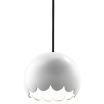 Radiance Scallop Black Stem Pendant - Matte Black / Gloss White