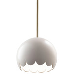 Radiance Scallop Stem Pendant - Antique Brass / Matte White