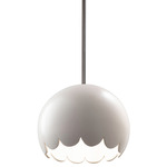 Radiance Scallop Stem Pendant - Brushed Nickel / Matte White