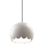 Radiance Scallop Stem Pendant - Polished Chrome / Matte White