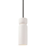 Ceramic Tall Hourglass Stem Pendant - Matte Black / Bisque