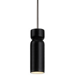 Ceramic Tall Hourglass Stem Pendant - Brushed Nickel / Carbon