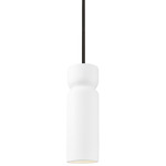 Ceramic Tall Hourglass Stem Pendant - Matte Black / Gloss White