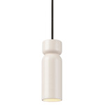 Ceramic Tall Hourglass Stem Pendant - Matte Black / Matte White