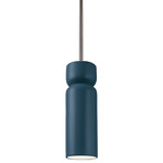 Ceramic Tall Hourglass Stem Pendant - Brushed Nickel / Midnight Sky