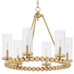 Lee Boulevard Beaded Chandelier - Aged Brass / Clear