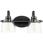 Reyes Bathroom Vanity Light - Textured Black / Clear Seedy