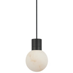 Mina Alabaster Pendant - Black / Black Cord