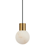 Mina Alabaster Pendant - Hand Rubbed Antique Brass / Black Cord