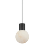 Mina Alabaster Pendant - Black / Black/White Cord