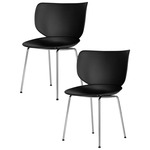 Hana Stackable Dining Chair - Set of 2 - Chrome / Black