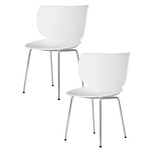 Hana Stackable Dining Chair - Set of 2 - Chrome / White