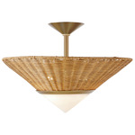 Calista Ceiling Semi Flush Light - Natural / White