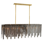 Leighton Linear Chandelier - Antique Brass / Smoke