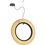 Roda Vertical Pendant - Brown / Cream Translucent Ribbon