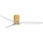 Facet Flush Smart Ceiling Fan with Light - Heritage Brass / Clear