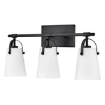 Foster Bathroom Vanity Light - Black / Etched Opal