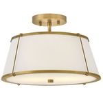 Clarke Semi Flush Ceiling Light - Off White/ Lacquered Dark Brass / White