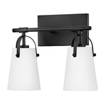 Foster Bathroom Vanity Light - Black / Etched Opal