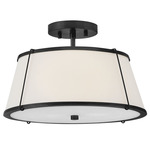 Clarke Semi Flush Ceiling Light - Off White/ Black / White