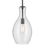 Everly Tulip Pendant - Black / Clear Seeded